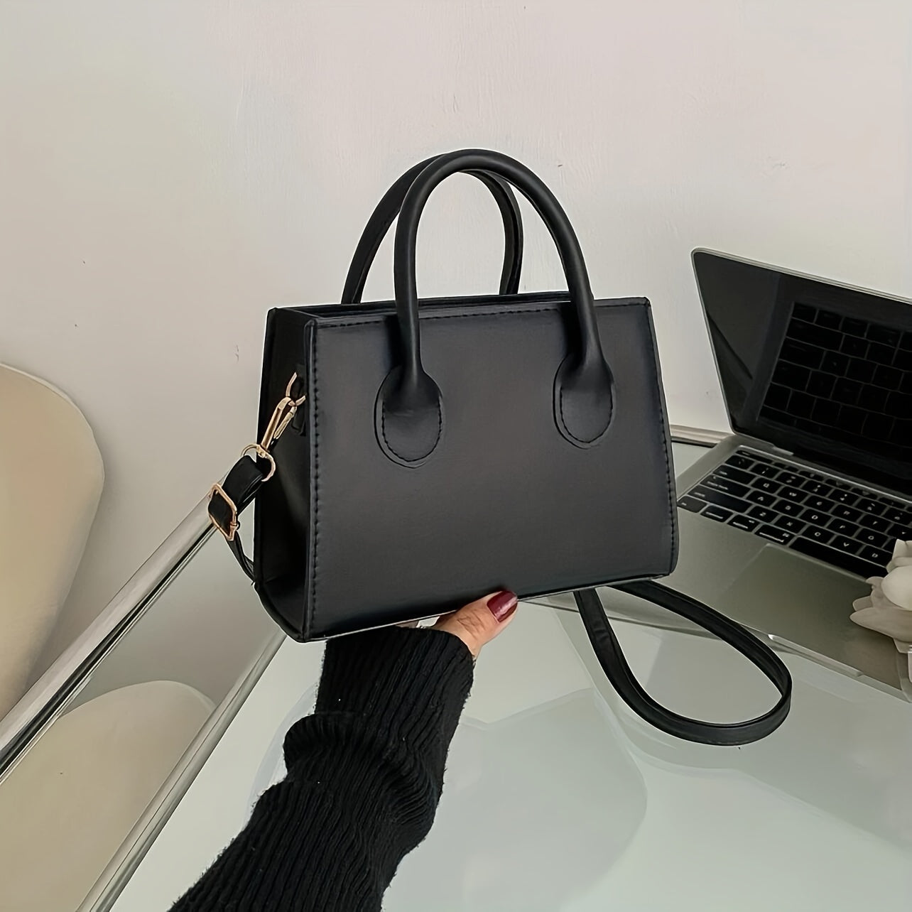 Trendy Square Handbag For Women, Simple Mini Crossbody Bag, Minimalist Top Handle Shoulder Bag Purse