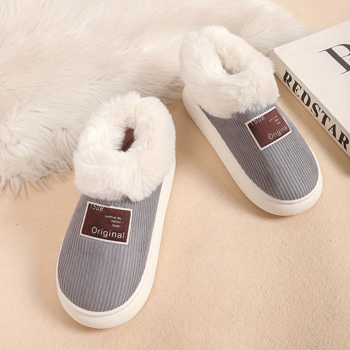 Women's Couples' Slippers - Winter Collection, High-Top Fleece, Cozy Indoor Shoes, Solid Color, EVA Sole.