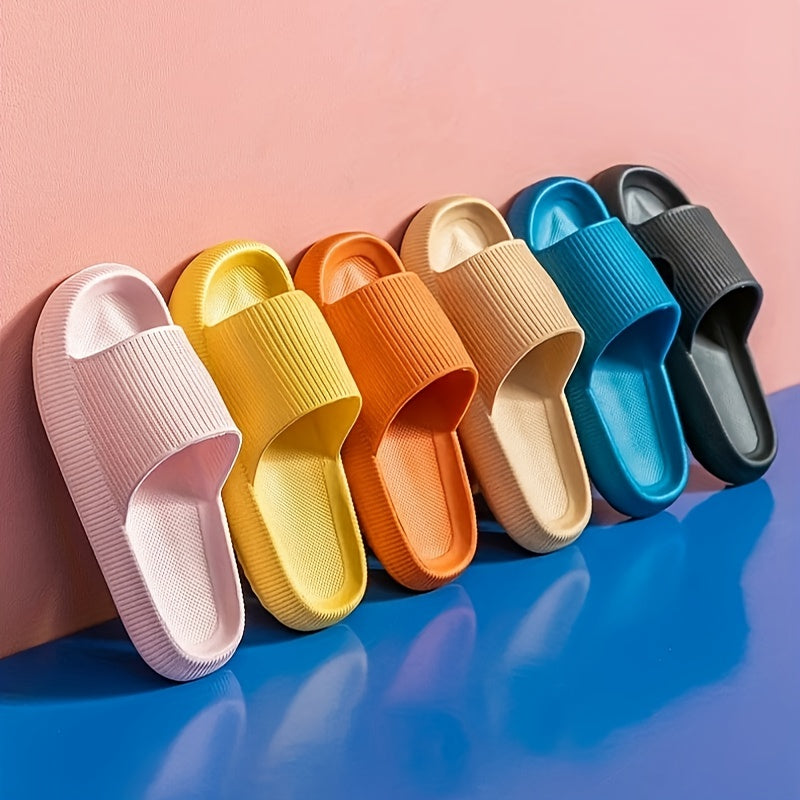 Women&#39;s Solid Color Slides, Casual Soft Sole Pillow Slides, Women&#39;s Quick-Drying Shower Slides