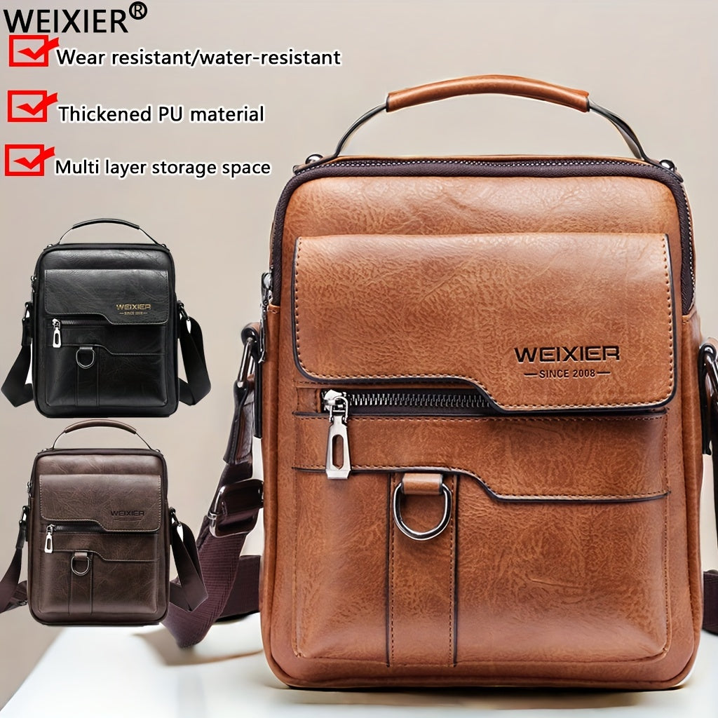 WEIXIER Crossbody Bag, Men's Shoulder Bag Vintage Hand Business Men's Casual Bag Satchel Bag For Men Gift For Father/Anniversary