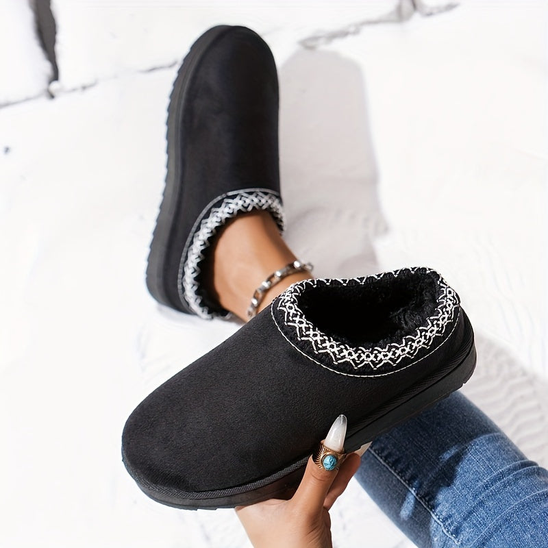 Women's Plush-Lined Winter Boots with Non-Slip Platform Sole