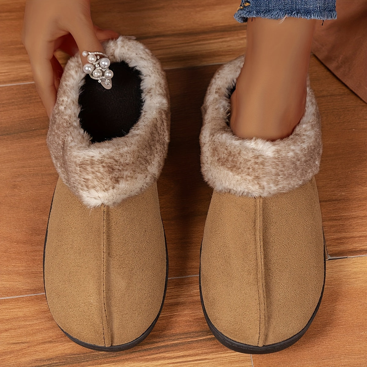 CozyPlus Slippers - Ultra-Soft Plush Lining, Non-Slip Flat Sole, Warm Closed-Toe Winter Shoes for Home.