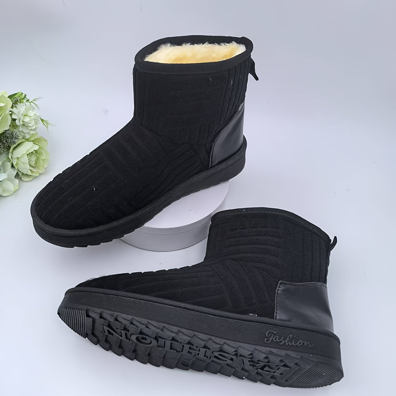 Women's Casual Platform Ankle Boots, Plush Velvet Warm Winter Boots With Low Heel, Soft Lining, Comfortable And Stylish For Everyday Wear