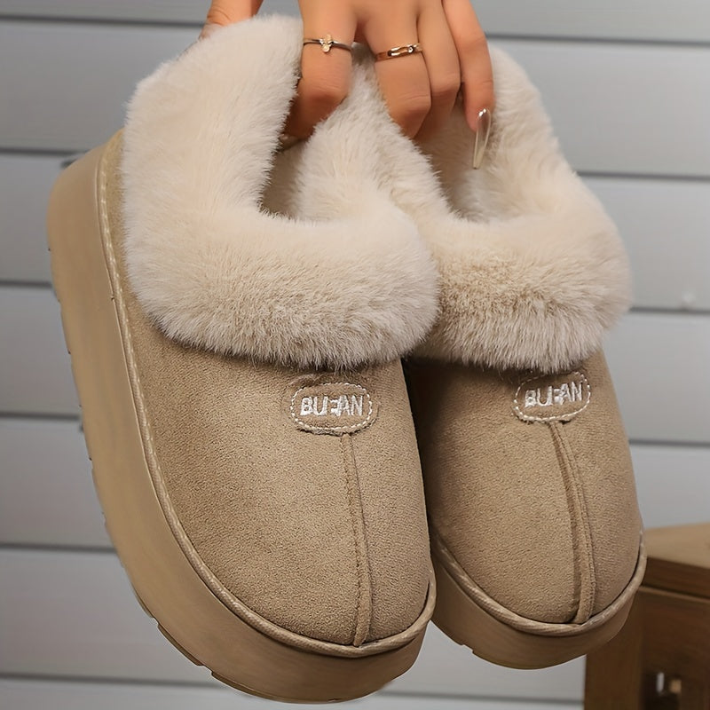 Warm Women's Cozy Winter Plush Fleece Slippers With Non-Slip Rubber Sole for Indoor & Outdoor Use