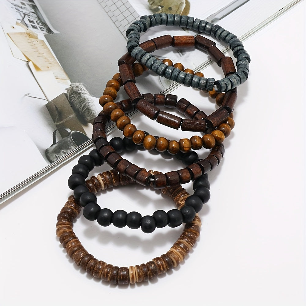 6pcs Trendy Minimalist Beaded Bracelets for Men - Daily Decoration, Ideal Gift for Family, Friends, Boyfriends, Father's Day