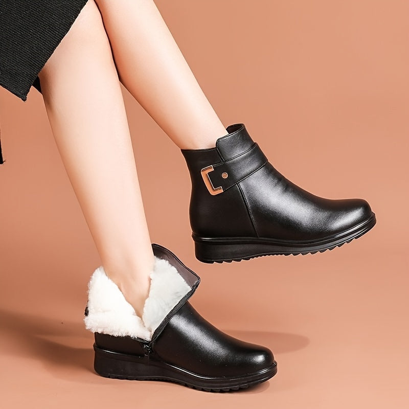 Thickened And Fleece-lined Short Boots, Regular Toe