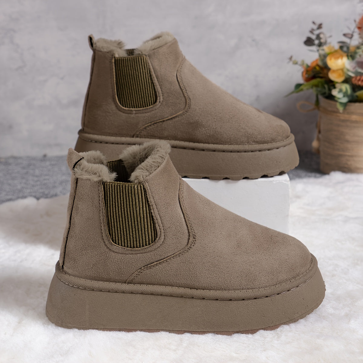 Cozy Winter Fluffy Boots - Thermal Insulated, Non-Slip, Soft Sole Platform Boots for Snow, Cold Weather & Outdoor Activities