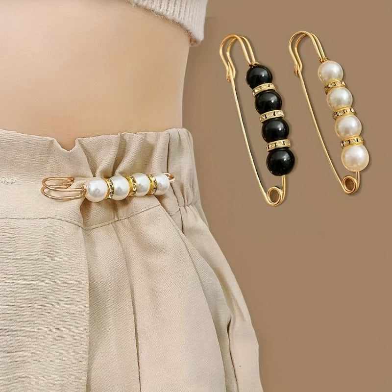 Sweater Shawl Clips Faux Pearl Brooch Pins Clothing Dress Pants Skirt Waist Decorative Collar Safety Pins For Women