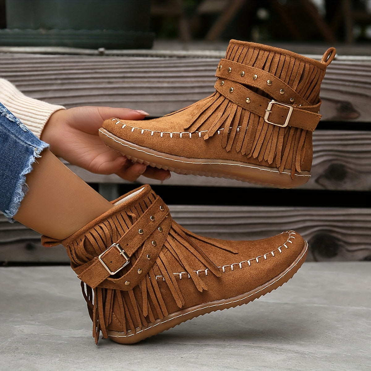 Stylish Tassel Short Boots - Comfortable Side Zipper Ankle Boots with Soft Insoles, Easy Slip-On Design for Winter, Versatile Casual Wear