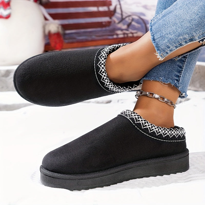 Women's Plush-Lined Winter Boots with Non-Slip Platform Sole