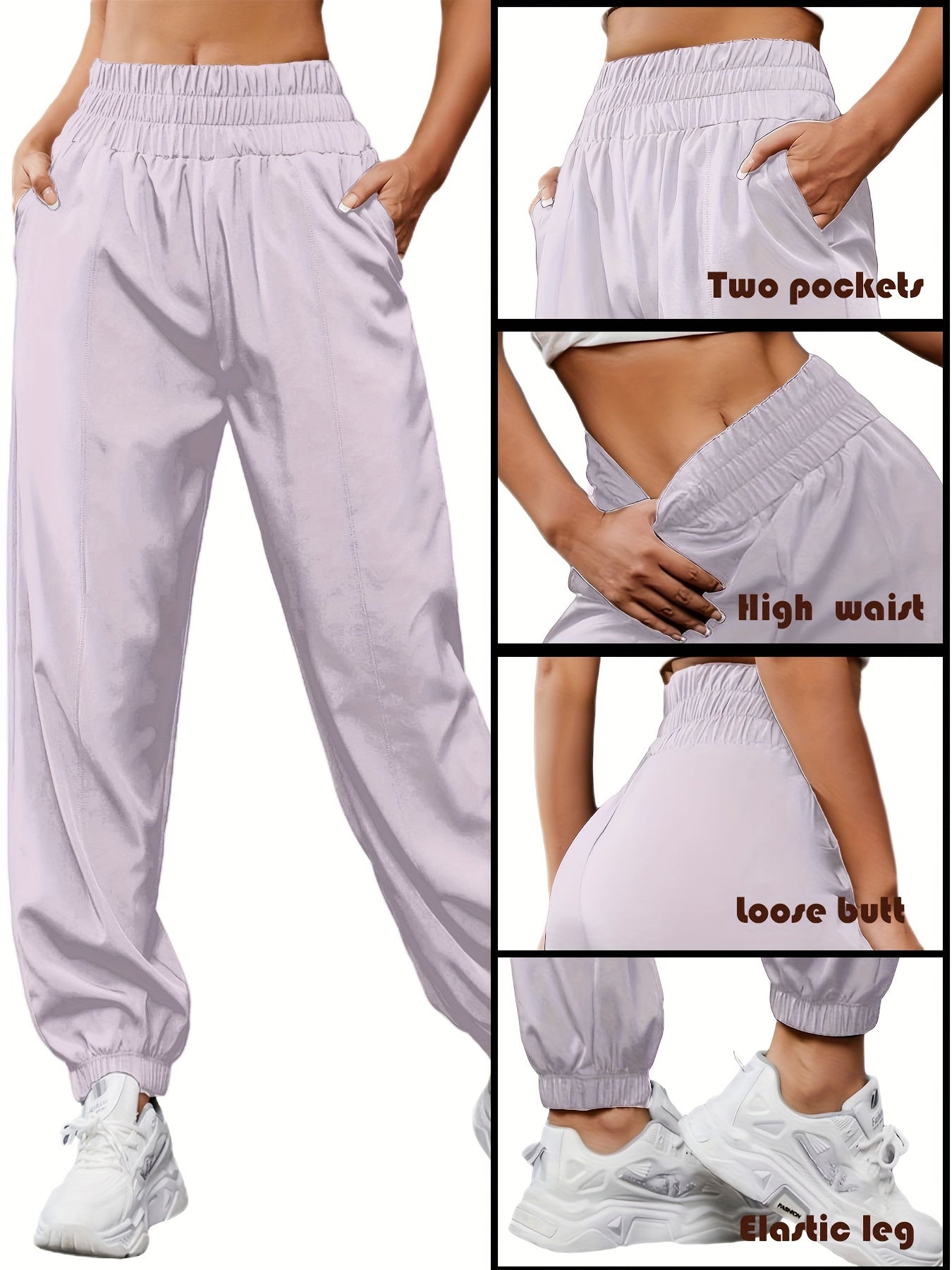 Women's Quick-drying Loose Casual Pants, Elastic Waist Running Jogger Pants, Women's Activewear