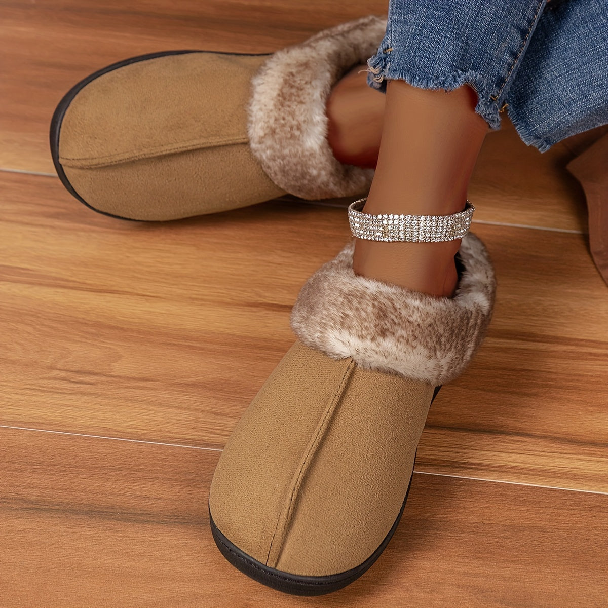 CozyPlus Slippers - Ultra-Soft Plush Lining, Non-Slip Flat Sole, Warm Closed-Toe Winter Shoes for Home.