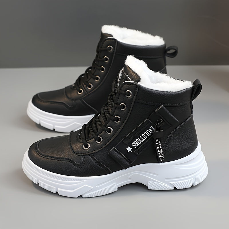 Women's Thermal Snow Boots with Side Zipper & Fleece Lining