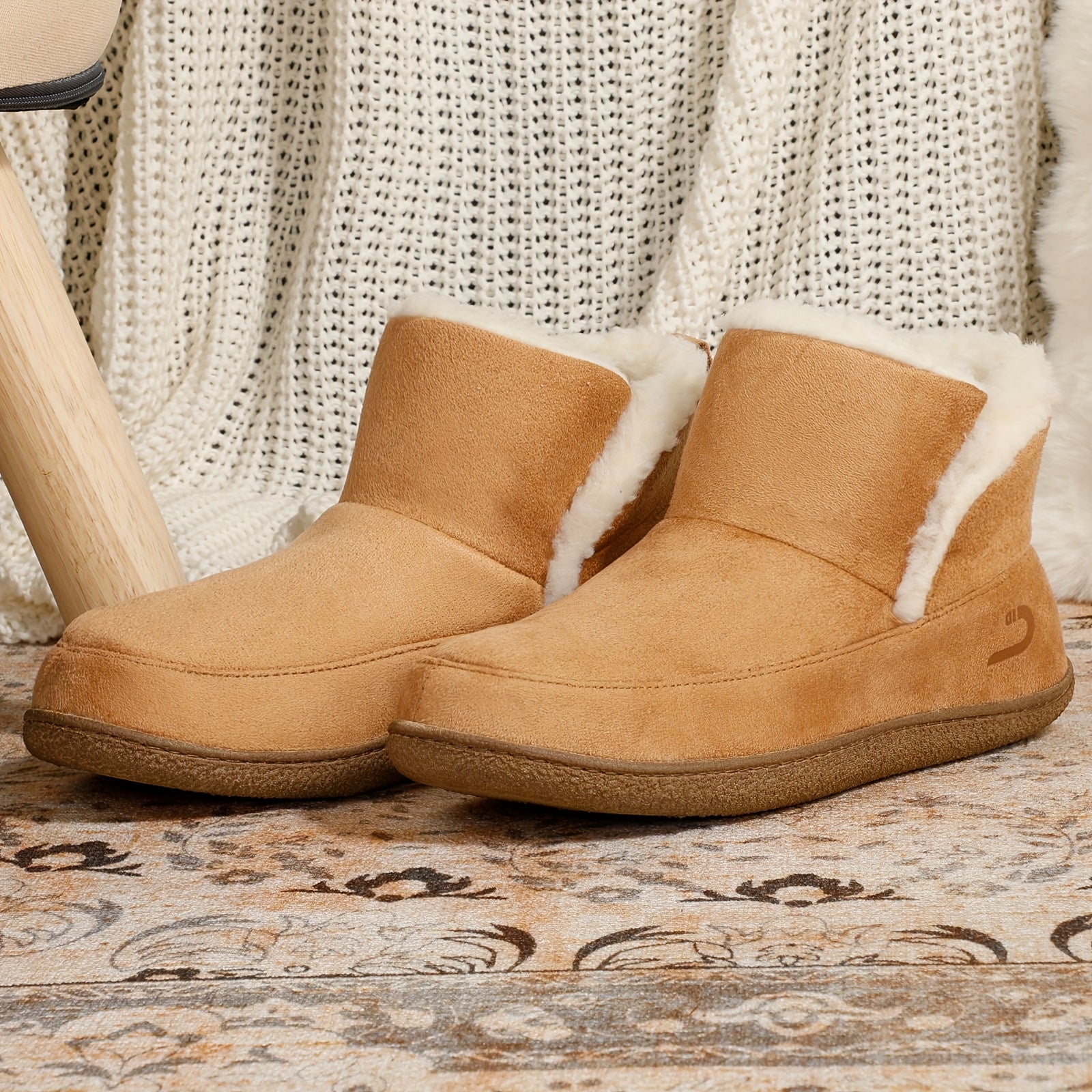 Women’s Winter Ankle Boots - Slip-On, Plush Lining, Memory Foam, Non-Slip Sole, Indoor/Outdoor Use.