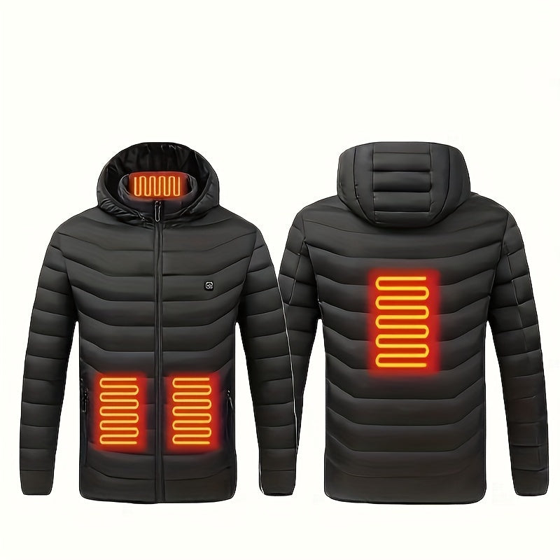 Therma like Men's Electric Heated Jacket, 4-Zone Smart Heating, One-Switch Control, Hand Washable, Warm Racing Suit, Regular Fit