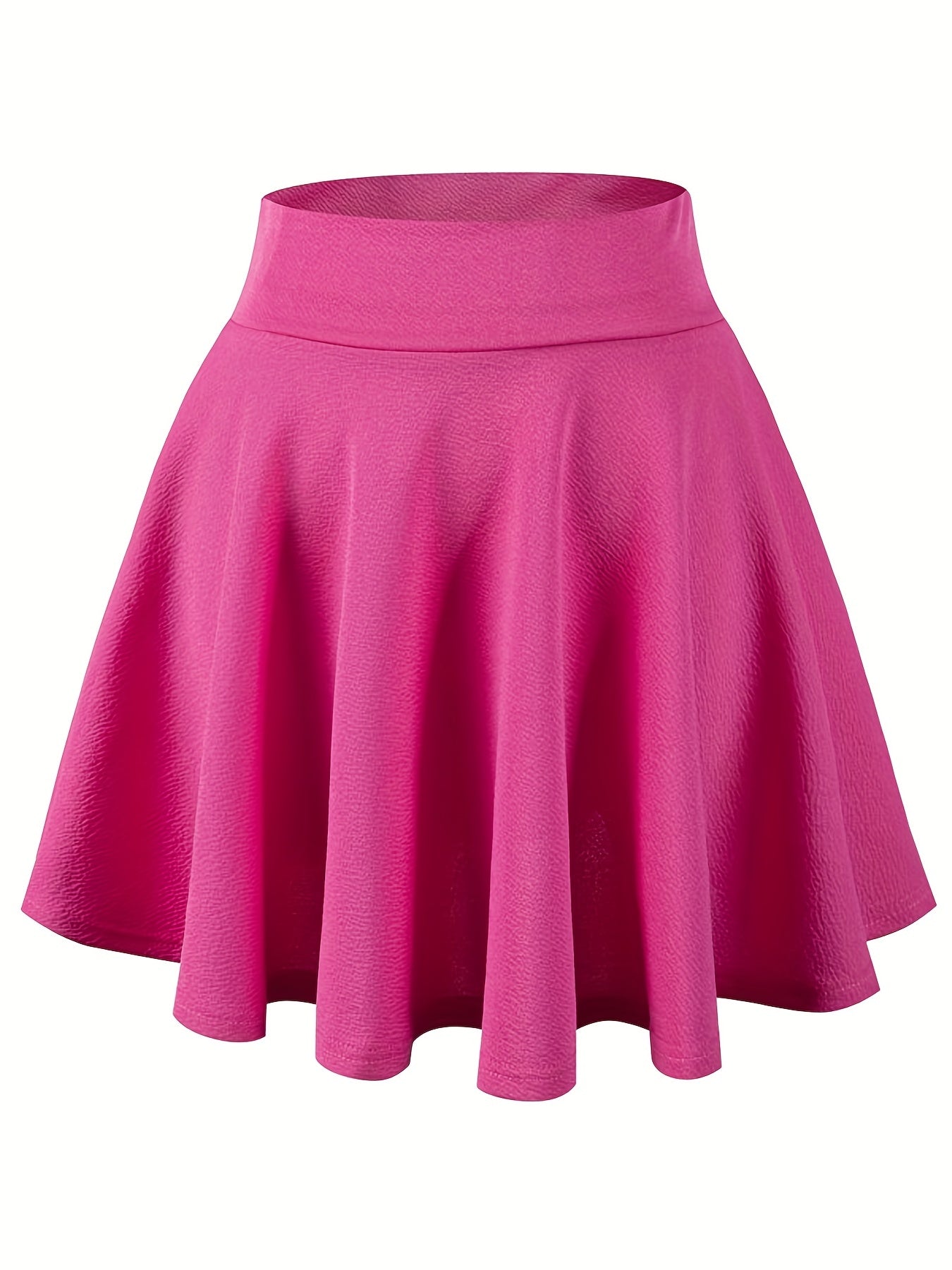 Kpop Solid High Waist Skater Skirts, Casual Pleated Comfy Mini Skirts For Spring & Summer, Women's Clothing