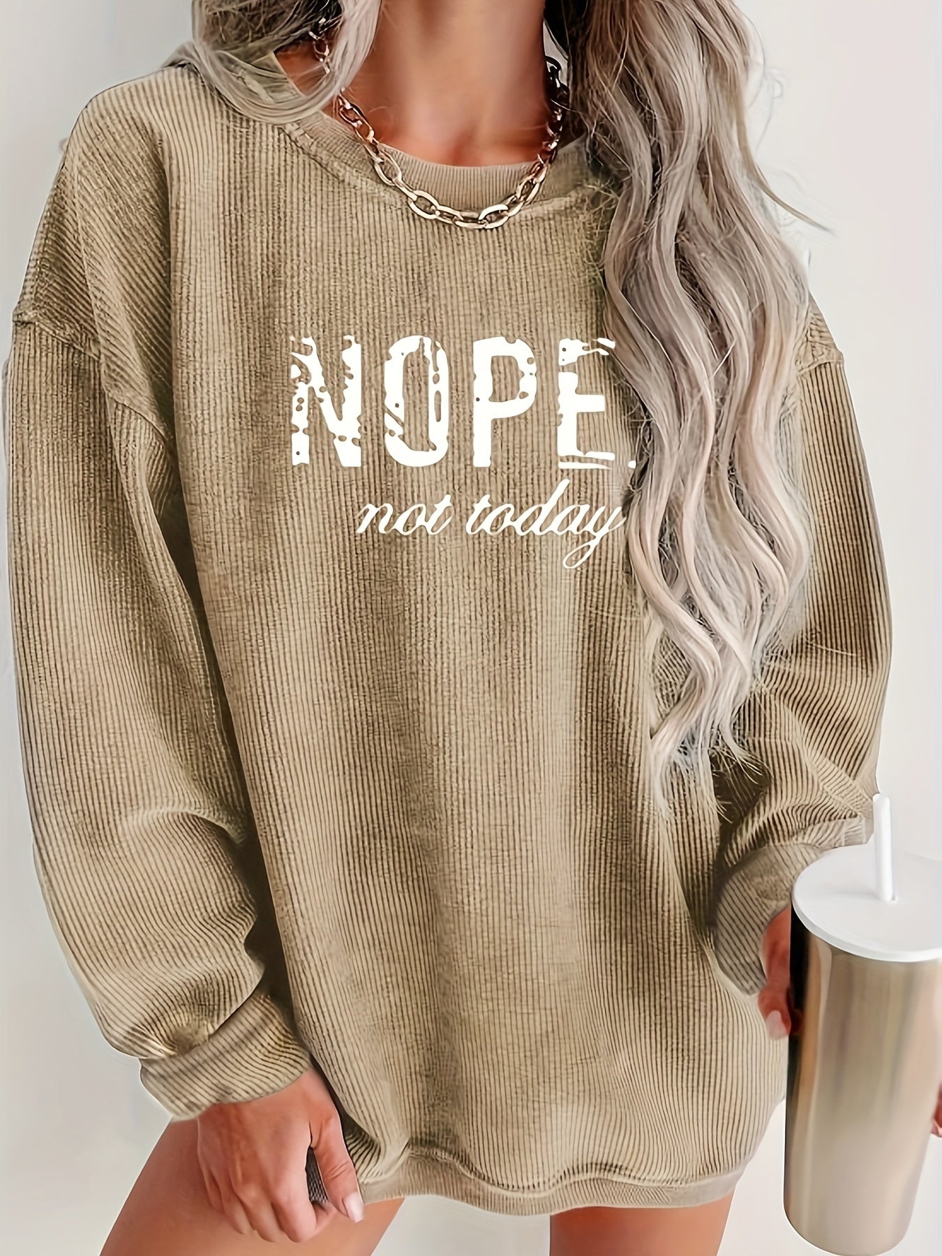 Letter Print Crew Neck Sweatshirt, Casual Long Sleeve Drop Shoulder Sweatshirt, Women's Clothing