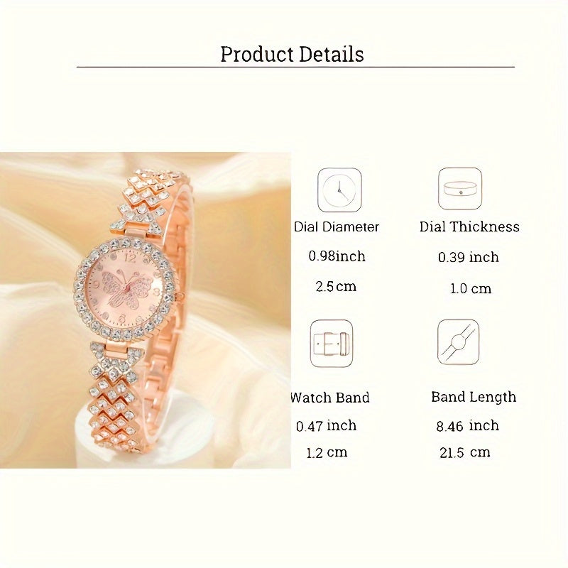 Elegant Butterfly Quartz Watch & Bracelet Set