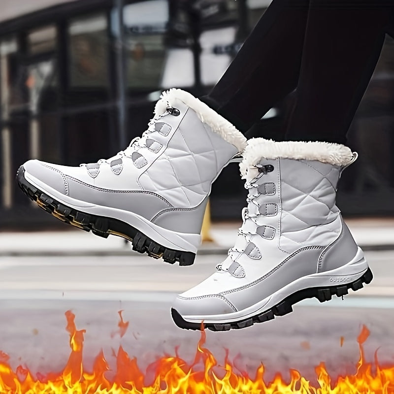 Women'S Snow Boots Winter Fur Lined Waterproof Walking Boots Lightweight Outdoor Ankle Boots Ladies Warm Shoes Anti-Slip Calf Boots