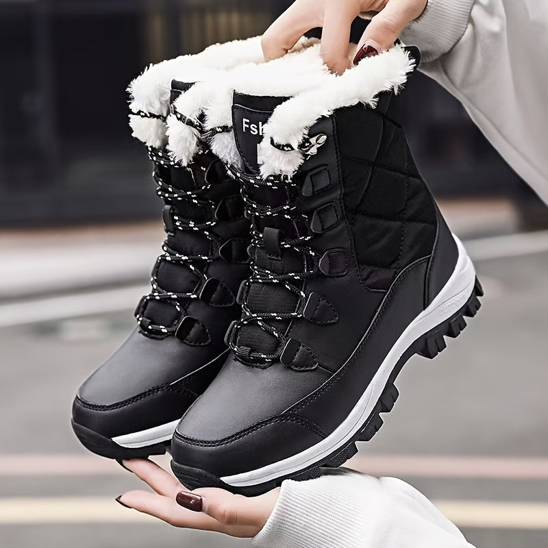 Women'S Snow Boots Winter Fur Lined Waterproof Walking Boots Lightweight Outdoor Ankle Boots Ladies Warm Shoes Anti-Slip Calf Boots