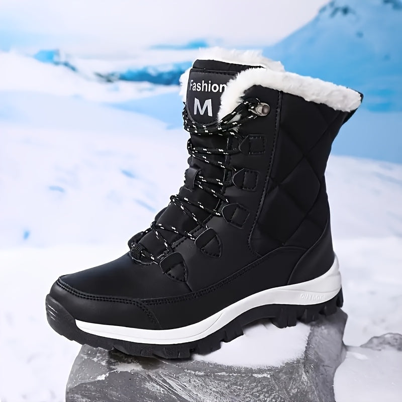 Women'S Snow Boots Winter Fur Lined Waterproof Walking Boots Lightweight Outdoor Ankle Boots Ladies Warm Shoes Anti-Slip Calf Boots