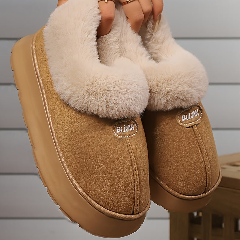 Warm Women's Cozy Winter Plush Fleece Slippers With Non-Slip Rubber Sole for Indoor & Outdoor Use