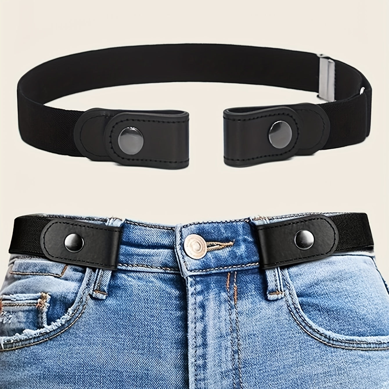 1pc Elastic Waist Belt Adjustable No Buckle Belt For Jeans Pants Invisible Stretch Belts For Women & Men