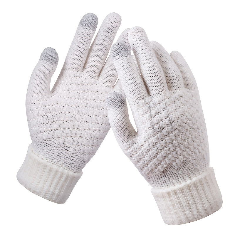 Winter Touch Screen Gloves Women Men Warm Stretch Knit Mittens Imitation Wool Full Finger Guantes Female Crochet Luvas Thicken