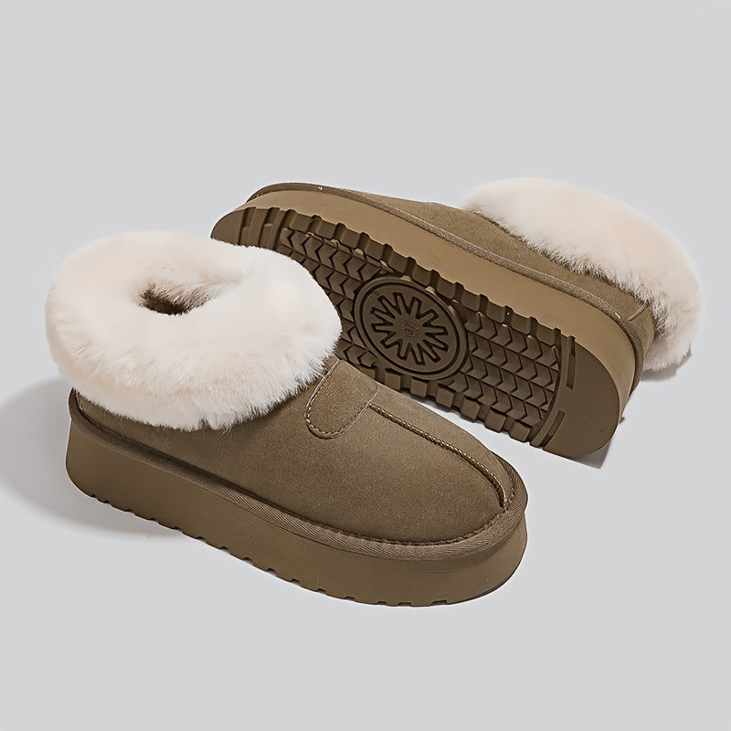 Winter Boots for Women - Fuzzy Memory Foam Platform, Fleece Lined, Anti-Slip, Faux Fur, Warm Outdoor Hiking Boots, Perfect Christmas Gift.