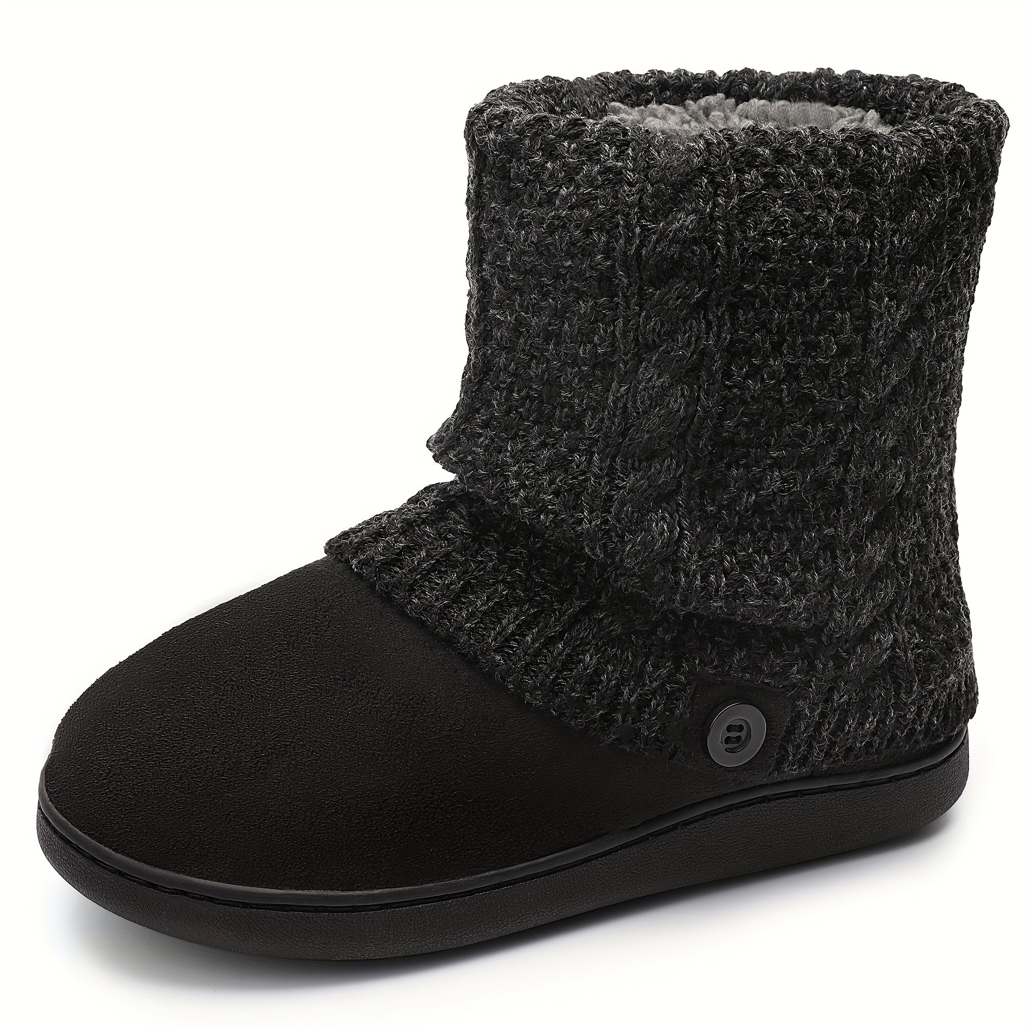 Cozy Knit Women's Winter Booties - Warm, Comfortable Slip-On Snow Shoes for Indoor & Outdoor Use