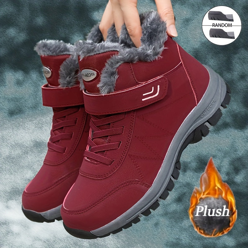 Cozy Furry Lace-Up Boots - Women Shoes with Soft Sole, Platform, Warm Lining, Non-Slip Tread, and Snow-Ready Design for Winter Comfort